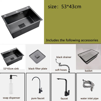 Black Sink 304 Stainless Steel Vegetable Washing Basin