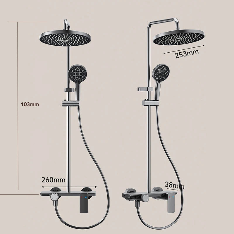 Gray Bathroom Shower Rainfall Shower Faucet Apartment Hotels