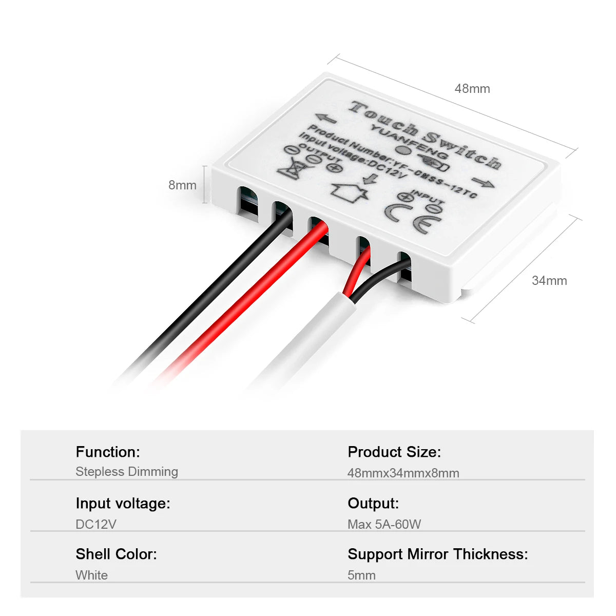 12v 5a Makeup Mirror Led Light Switch Capacitive