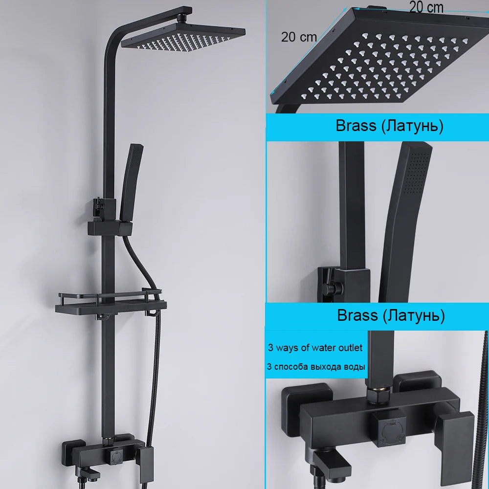 Matte Black Shower Faucet Rainfall High Quality All