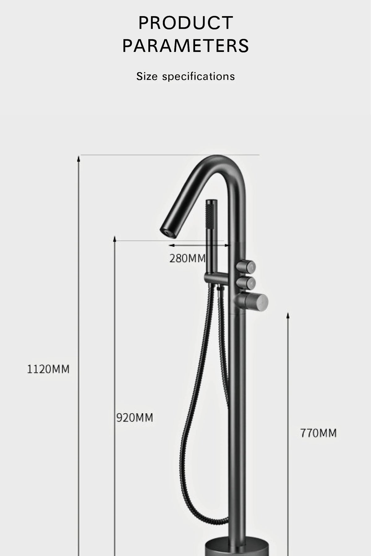Aitna Gold Brass Luxury Bathroom Faucet Floor Standing