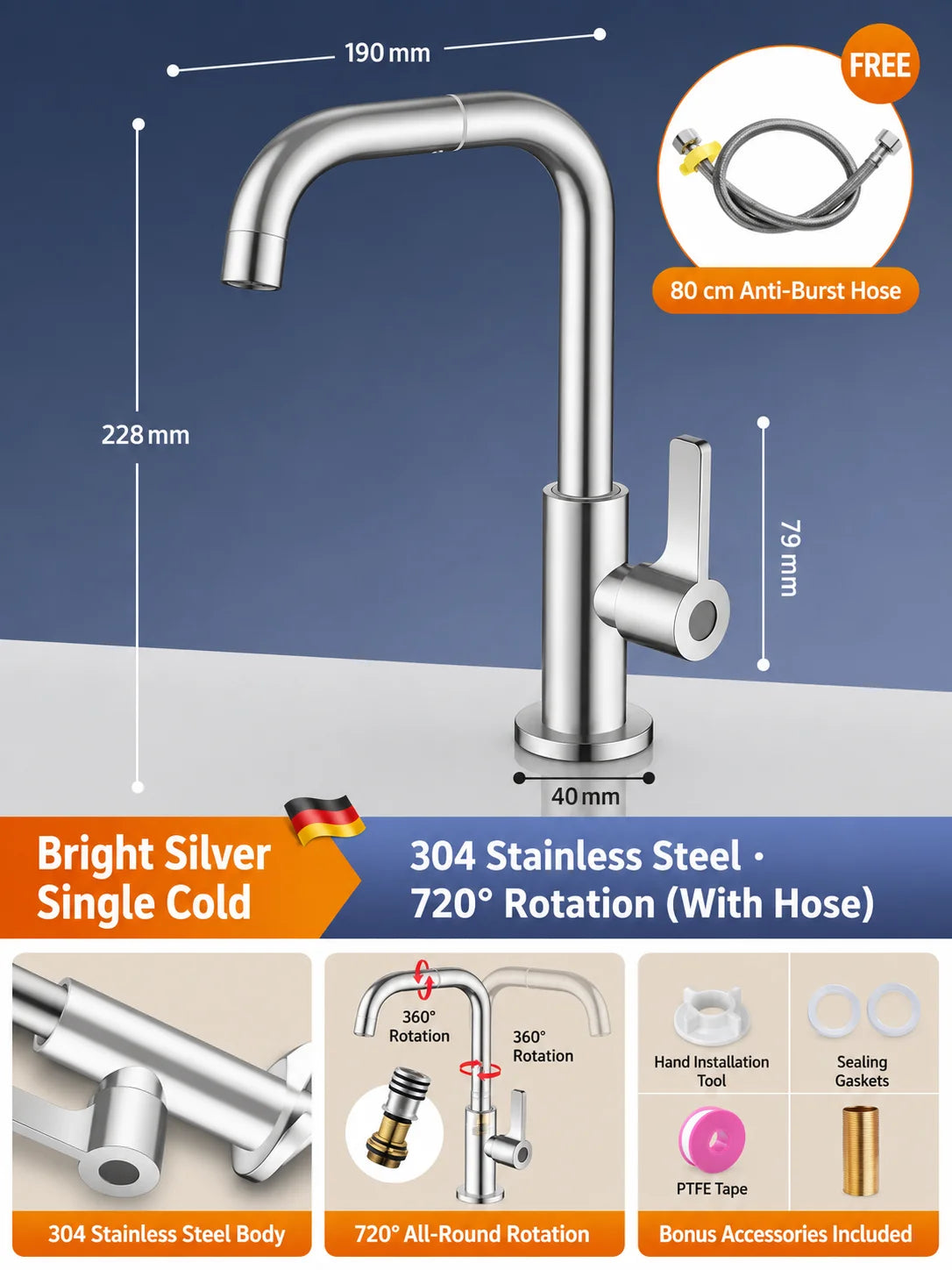 Brass Basin Faucet Gunmetal Gray Bathroom Faucet Cold