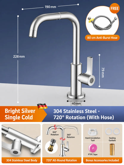 Brass Basin Faucet Gunmetal Gray Bathroom Faucet Cold