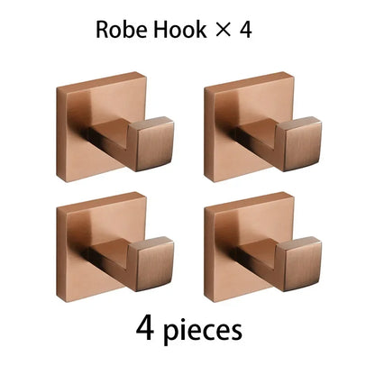 Brushed Rose Gold Towel Rack Robe Hook Bathroom