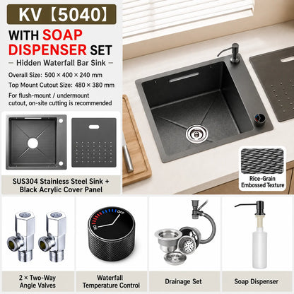 Modern Luxury Waterfall Sink Sus304 Stainless Steel Hidden