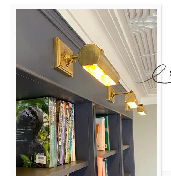 Brass Mirror Front Light Retro Bathroom Vanity Wall