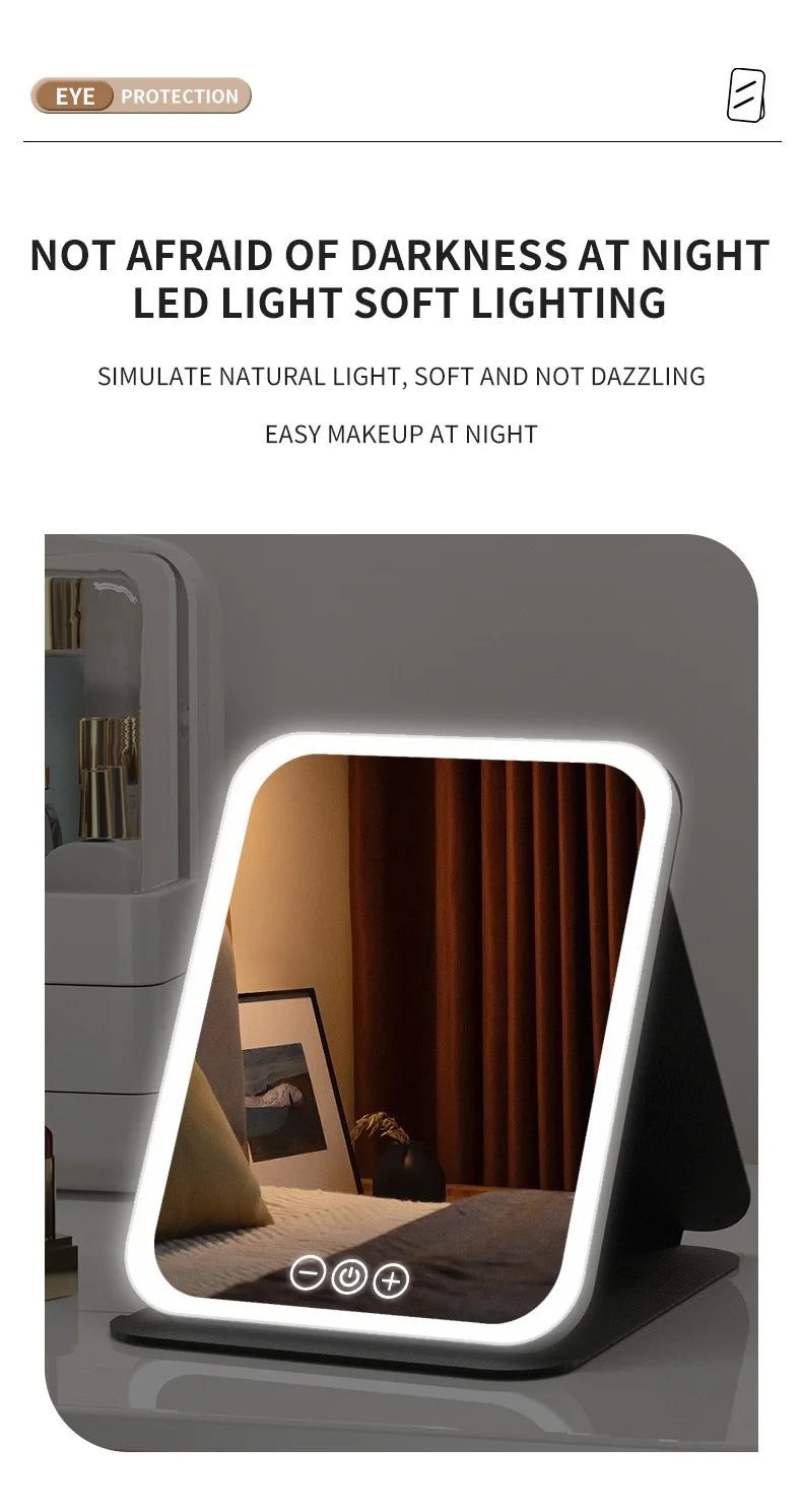 Led Lighted Makeup Mirror Foldable Rechargeable - Compact