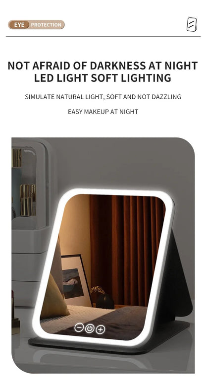 Led Lighted Makeup Mirror Foldable Rechargeable - Compact