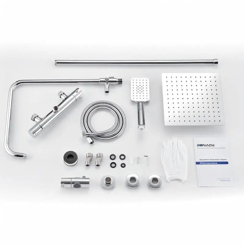 Shower System Thermostat 10-Inch Rain Shower Head Stainless