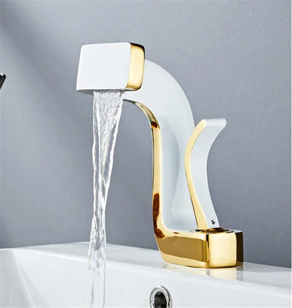 Bathroom Faucet Brass Gold White Bathroom Basin Faucet