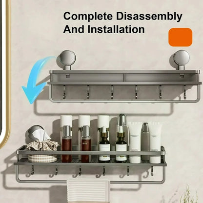 No Punch Wall Mount Shower Rack Space Aluminum