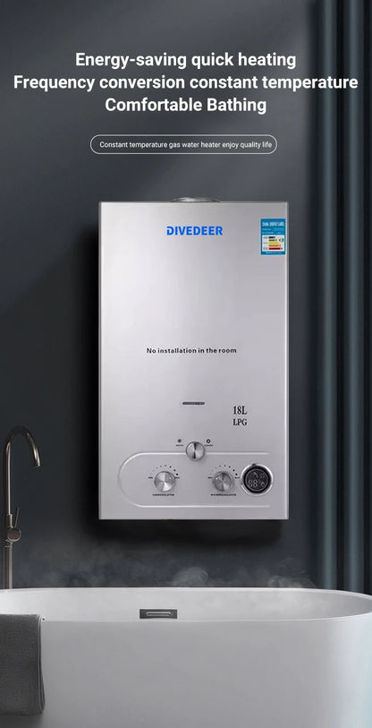Divedeer Lpg Gas Water Heater 6l/8l/10l/12l/16l/18l Appliance