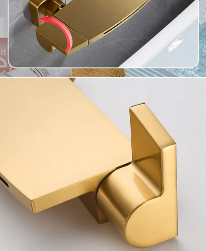 Brushed Gold Bath Shower Faucet Brass Bathtub Faucet