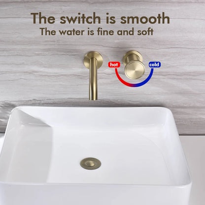 Brushed Gold Basin Faucet Recessed Control Switch Tap
