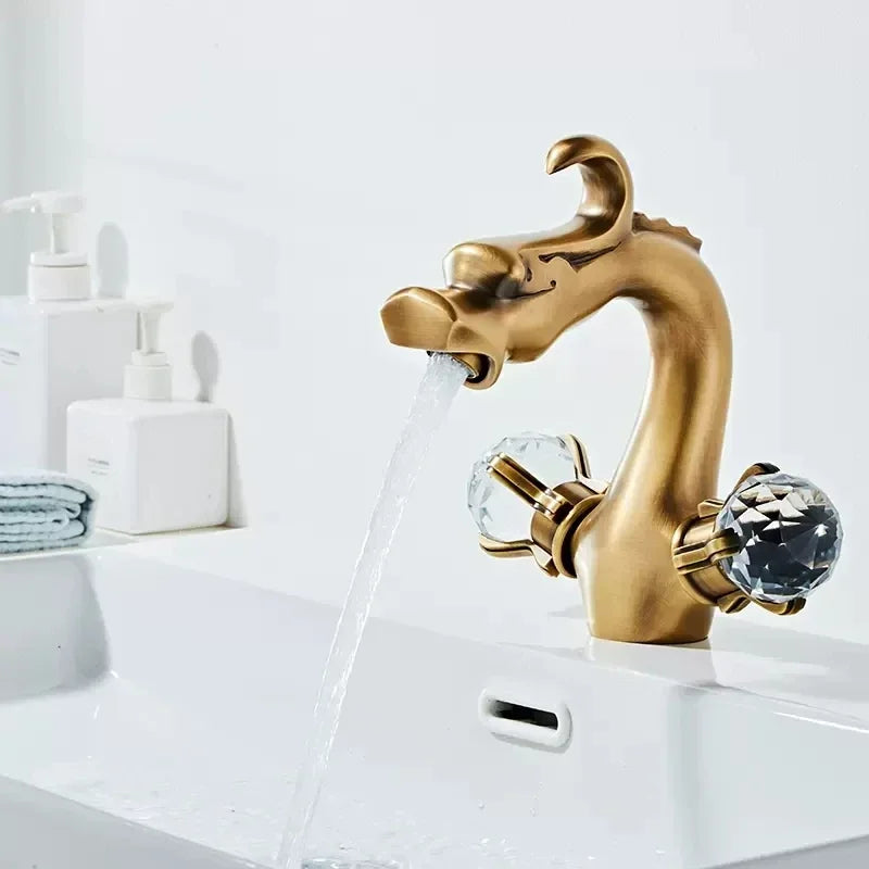 Zgrk Chinese Dragon Basin Faucet Bathroom Deck Mounted
