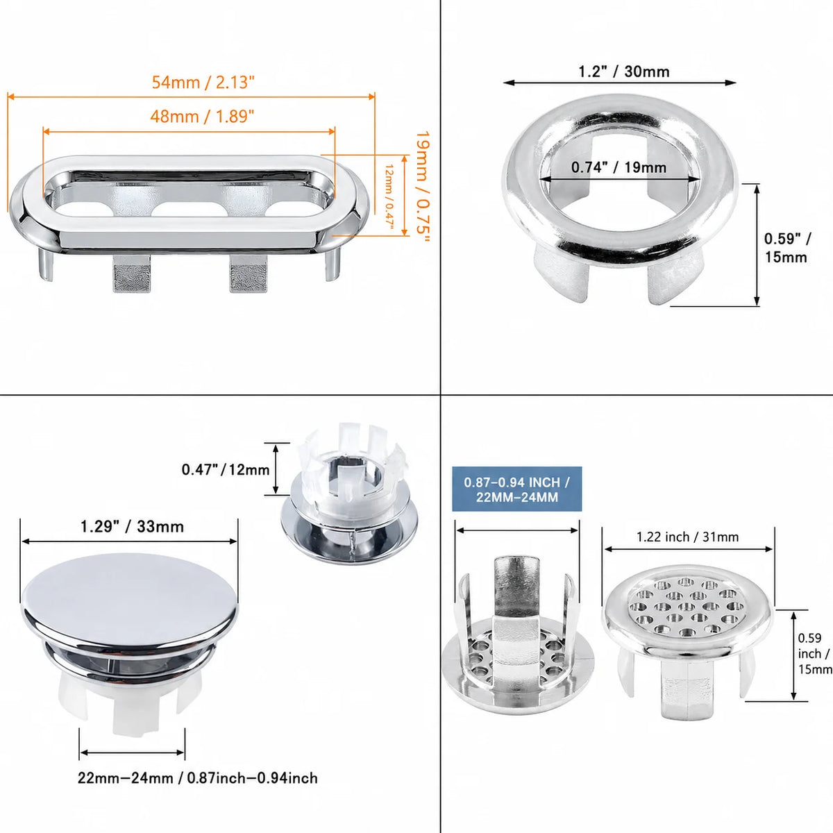 1-20pcs Round Basin Overflow Cap Sink Drain Cover