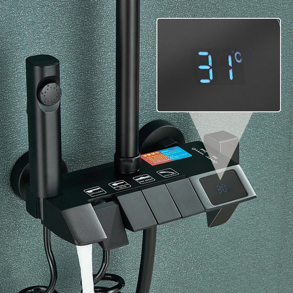 Bathroom Shower Faucet Shower Thermostat Digital Screen Water