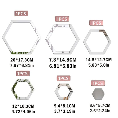 Hexagonal 2d Acrylic Wall Mirror Sticker Diy Geometric