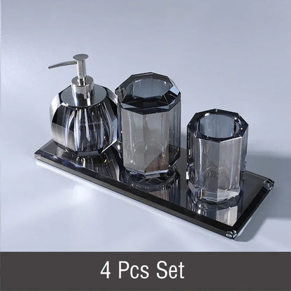 Light Luxury Crystal Glass Bathroom Lotion Bottle Transparent
