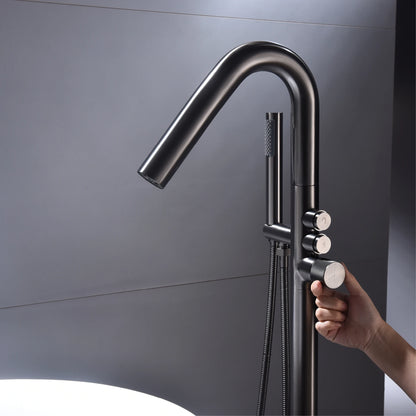 Aitna Gold Brass Luxury Bathroom Faucet Floor Standing