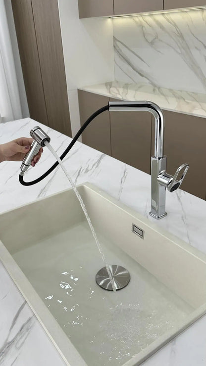 Pull Out Faucet Lever Brass Rotation Cold Pink
