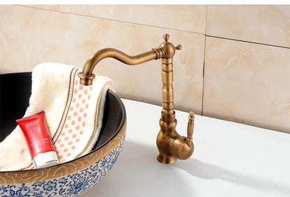 Bathroom Sink Faucet Antique Bronze 360 Degree Turn