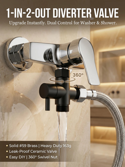 Solid Brass Shower Faucet Diverter Valve Two Way