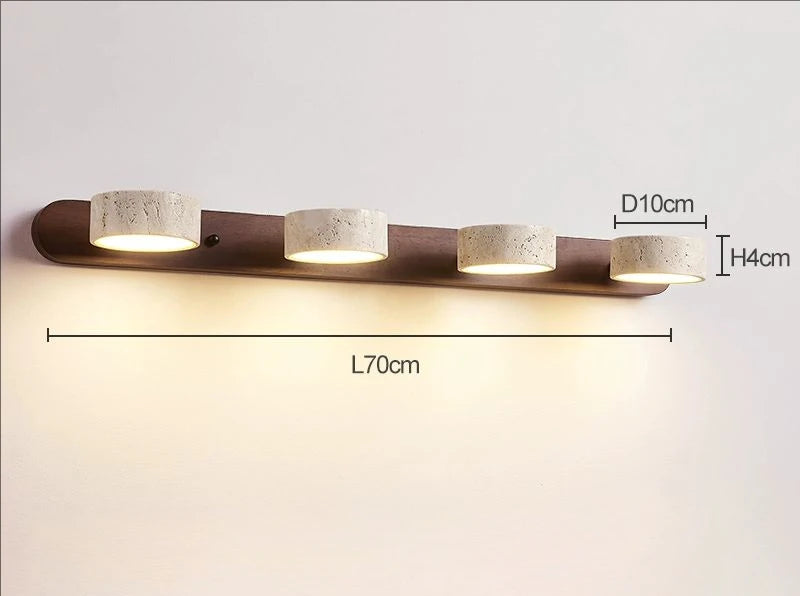 Rotatable Led Vanity Mirror Light Wabi Sabi Travertine