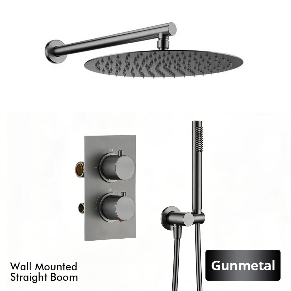 Bathroom Faucet Dial Way Brushed Gold Thermostat Shower