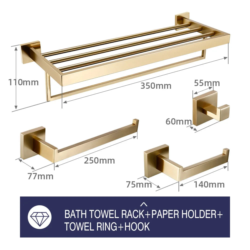 Brushed Gold Bathroom Toilet Brush Holder Toilet Paper