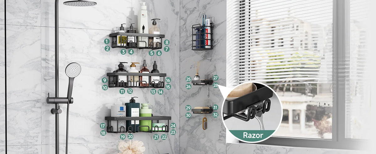 Pack Shower Caddy Organizer Rack Shelf Inside Shower