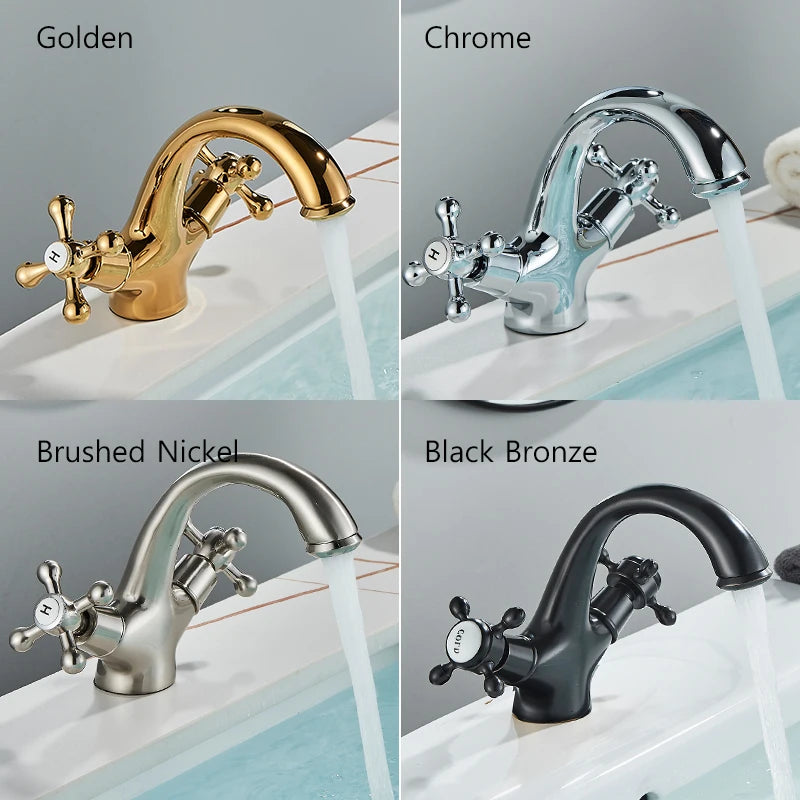 Deck Install Antique Brass Basin Faucet Bathroom Basin