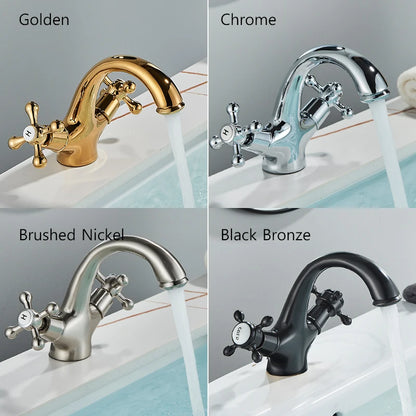 Deck Install Antique Brass Basin Faucet Bathroom Basin