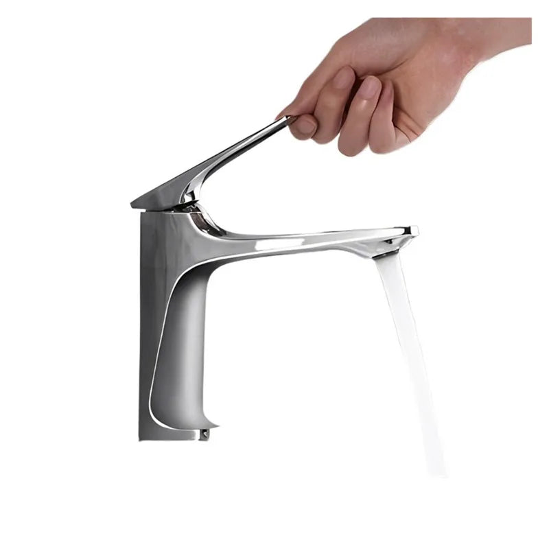 Brass Core Modern Bathroom Sink Faucet Handle Deck