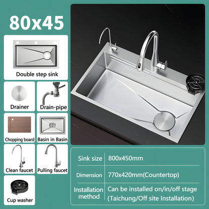 Silver Nano Embossed 304 Stainless Steel Sink Large