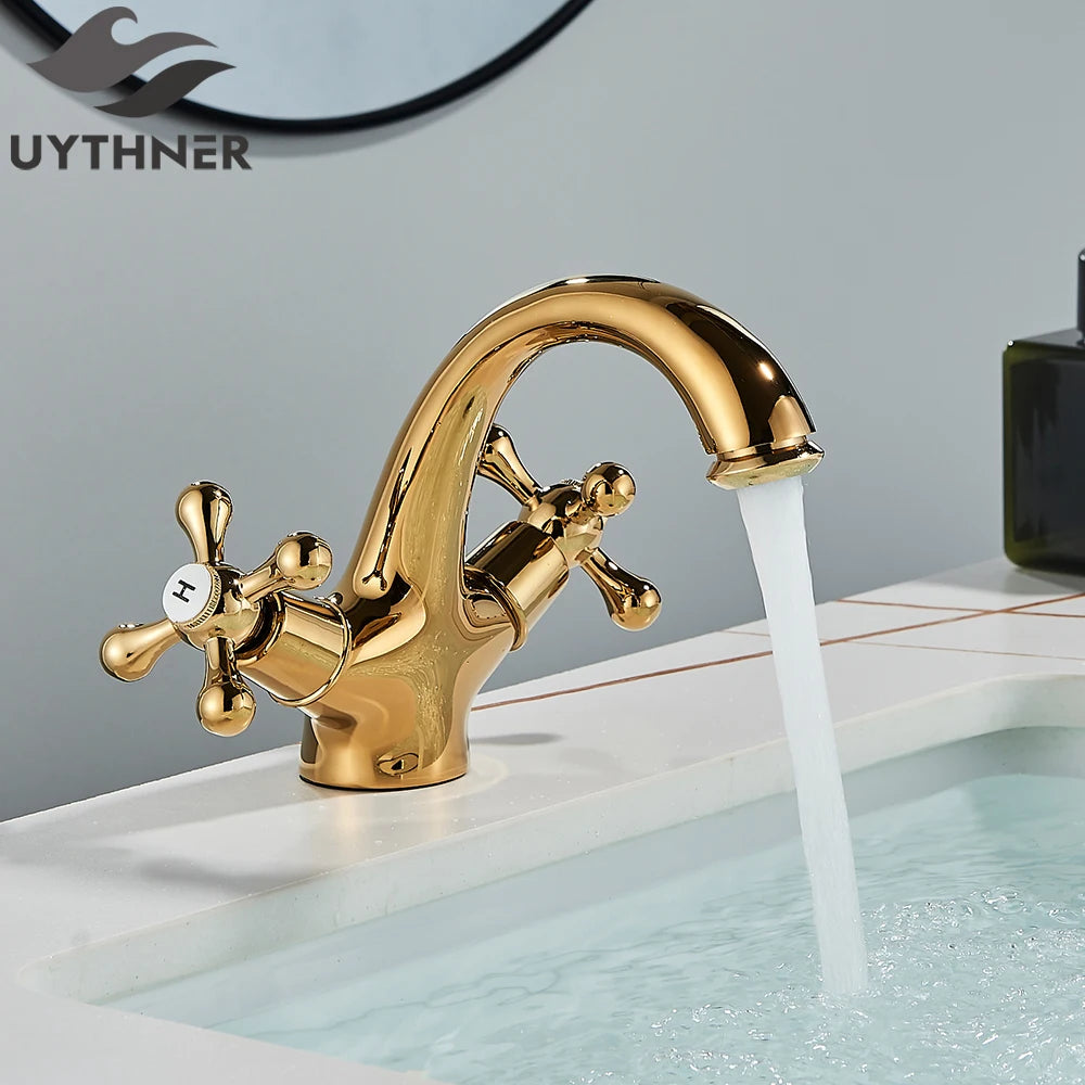 Gold/Antique Brass Bathroom Basin Sink Faucet Mixer Tap