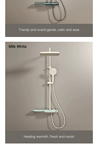 Luxury Brass Gun Gray Shower System Intelligent Led