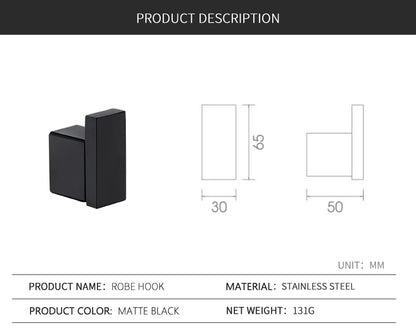 Matte Black Bathroom Hardware Towel Rack Shelf Hook