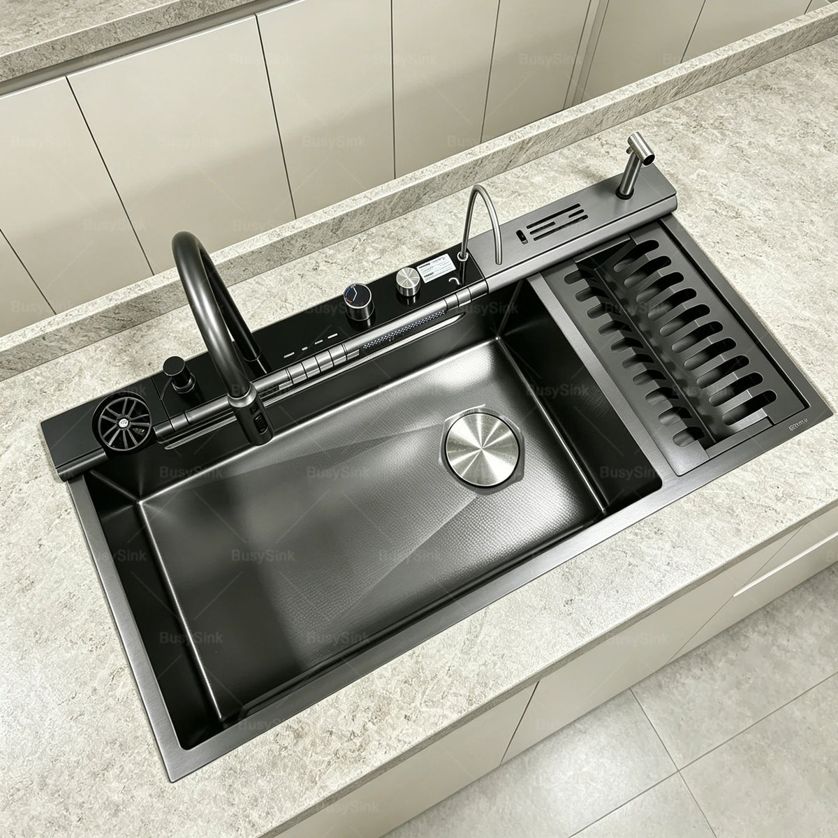 Stainless Steel Waterfall Sink Scratch Durable Resistant Large