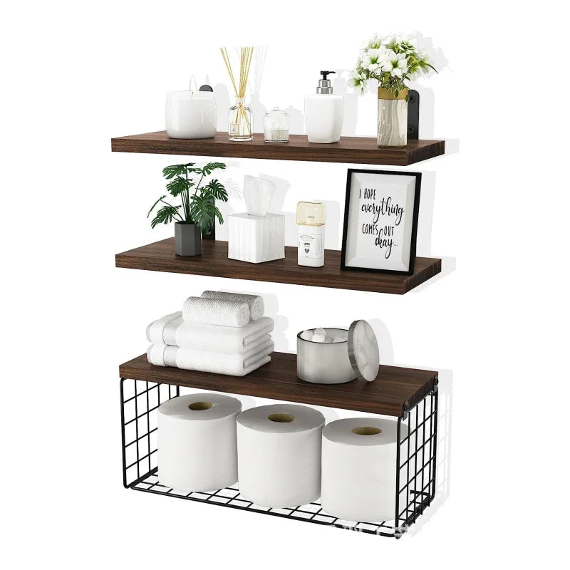 Wall Mounted Floating Shelves Wood Bathroom Shelves Farmhouse