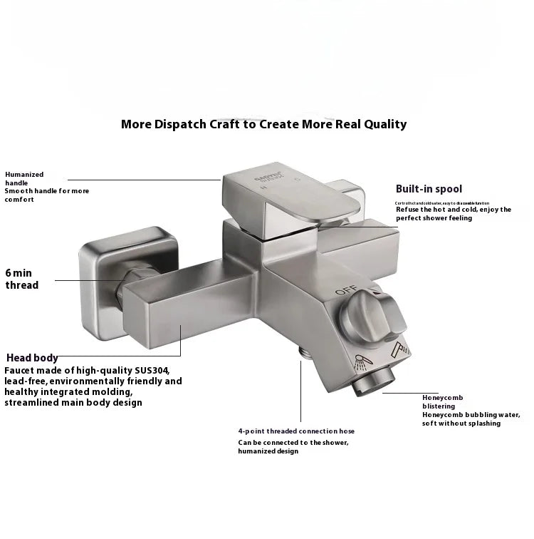 Water Mixing Valve 304 Stainless Steel Shower Bathroom