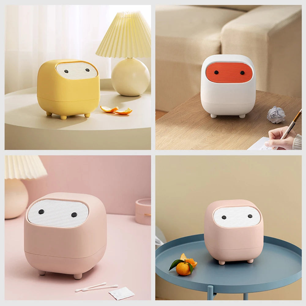 Mini Trash Can Lid Cute Ninja Desktop Trash