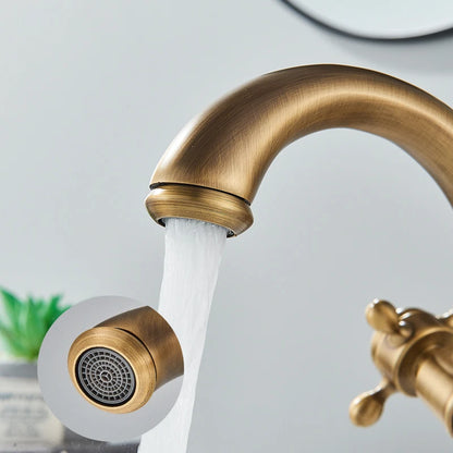 Deck Install Antique Brass Basin Faucet Bathroom Basin