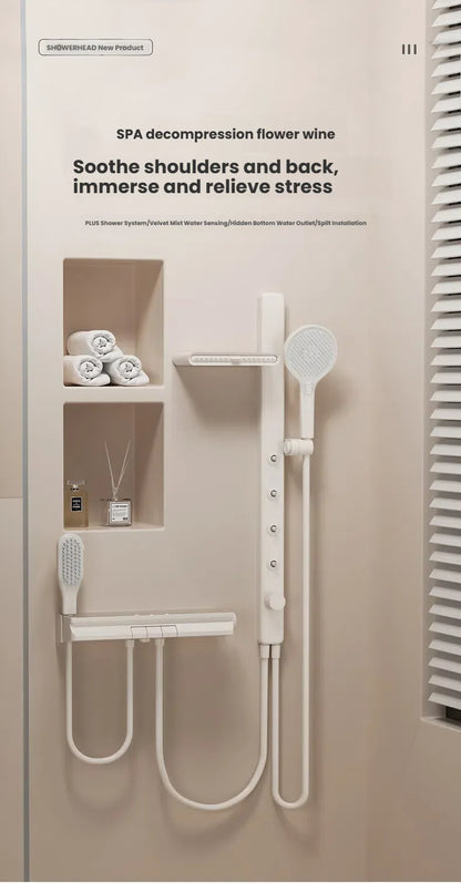 Gun Grey Bathroom Shower System Shoulder Waist Spouts