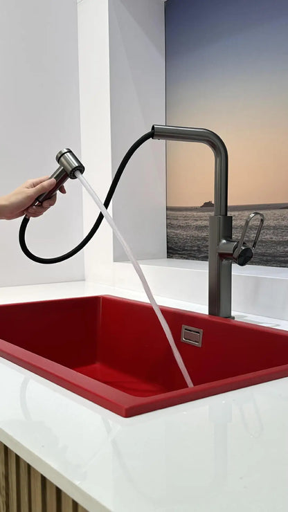 Pull Out Faucet Lever Brass Rotation Cold Pink
