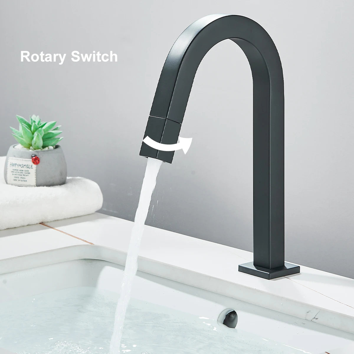 Fmhjfisd Basin Sink Faucet Black/Chrome Deck Mount Cold