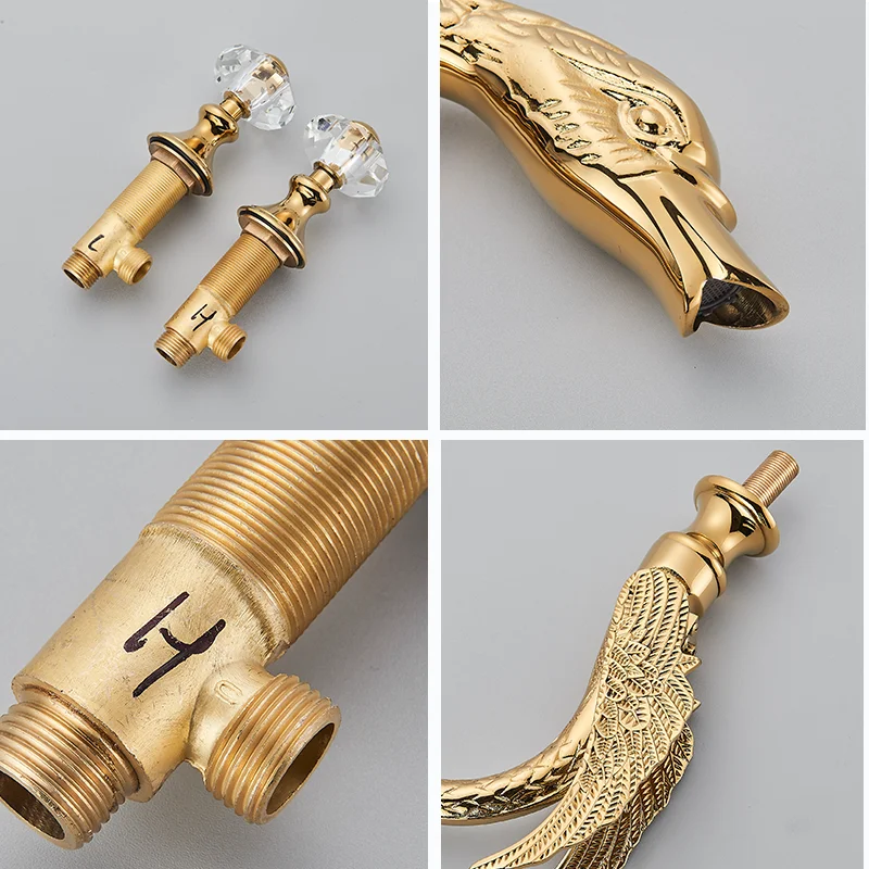 Golden Bathroom Faucet Swan/Bird Shape Basin Faucet Tap