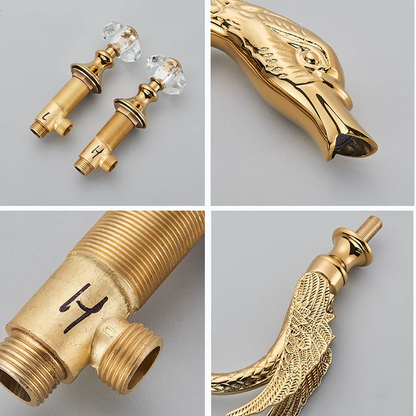 Golden Bathroom Faucet Swan/Bird Shape Basin Faucet Tap