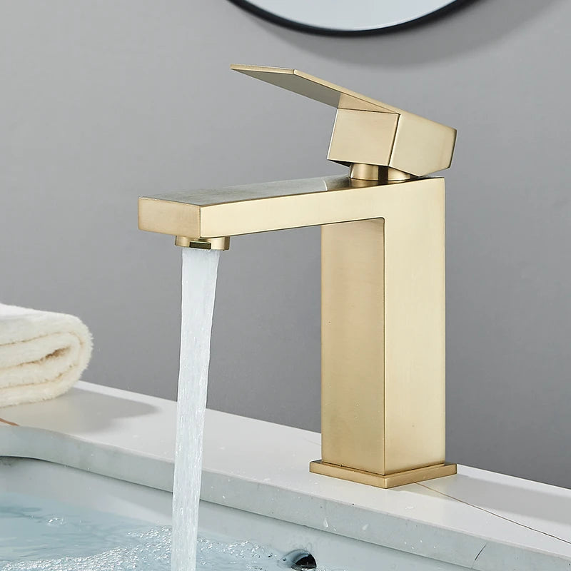 Stainless Steel Bathroom Faucet Deck Mount Basin Sink