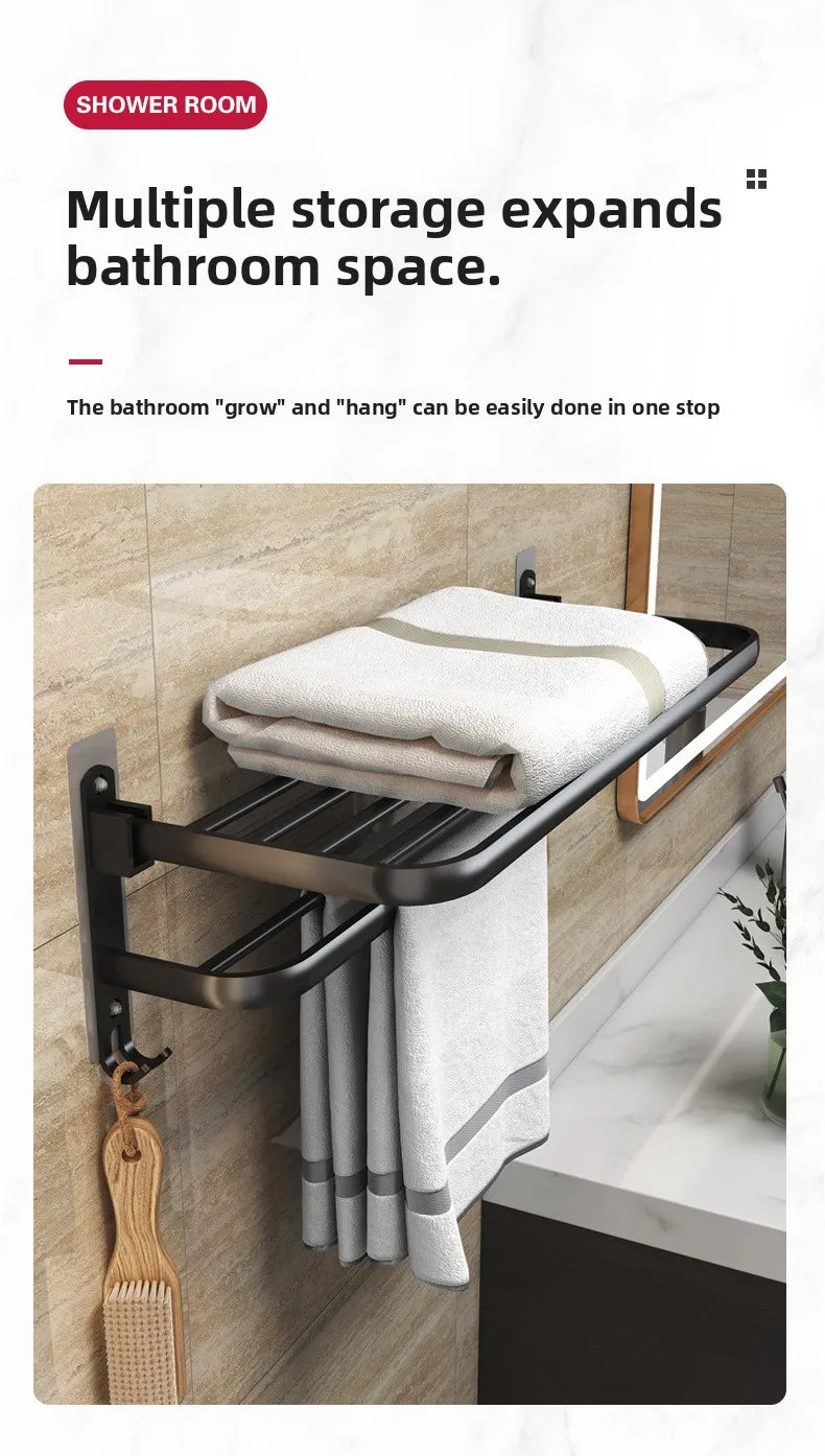 Foldable Towel Rack - No Drill Bathroom Space